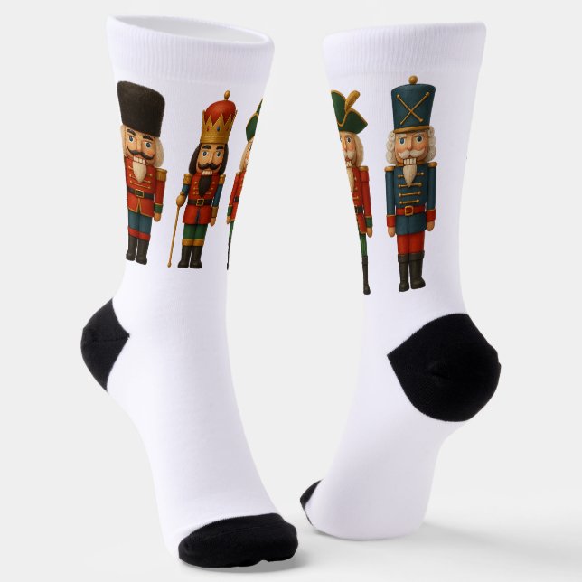 Nutcracker Parade Holiday Christmas Socks (Angled)
