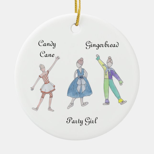 Nutcracker Party Girls/Pollie/Candy Cane Ornament (Front)
