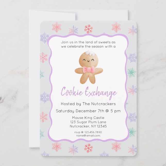 Nutcracker Pastel Christmas Cookie Exchange Invitation (Front)