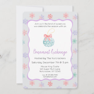 Nutcracker Pastel Christmas Ornament Exchange Invitation