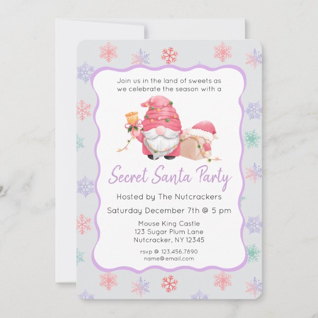 Nutcracker Pastel Christmas Secret Santa Party Invitation (Front)