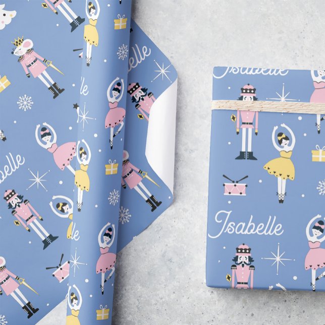 Nutcracker Pastel Custom Name Christmas Wrapping Paper (Creator Uploaded)