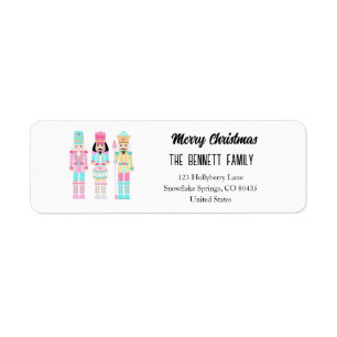 Nutcracker Pastel Merry Christmas Typography Label