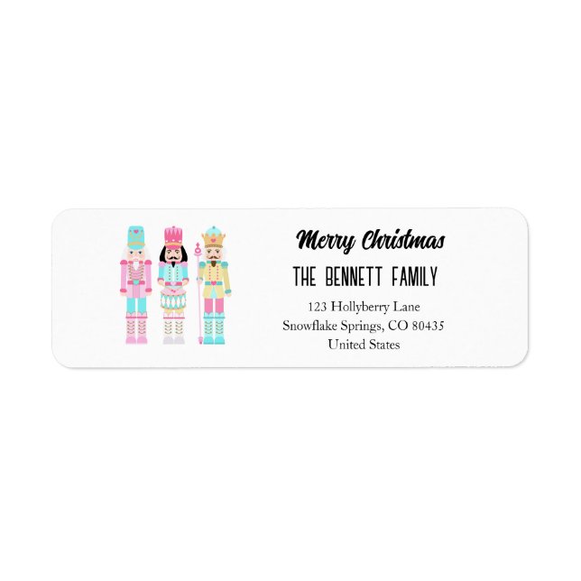 Nutcracker Pastel Merry Christmas Typography Label (Front)