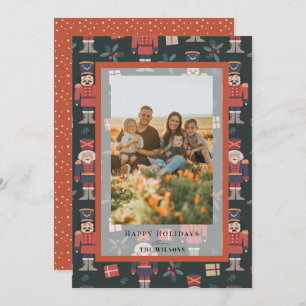 Nutcracker Pattern Christmas Holiday Photo Card