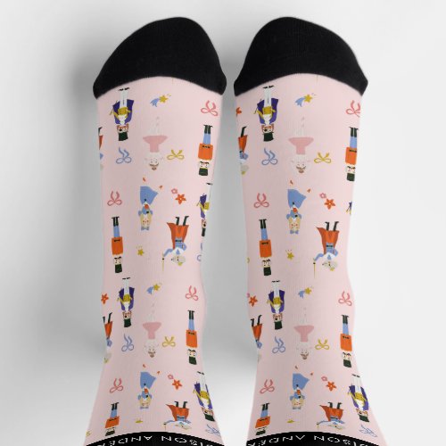 Nutcracker Pattern Pink Christmas Holiday Socks