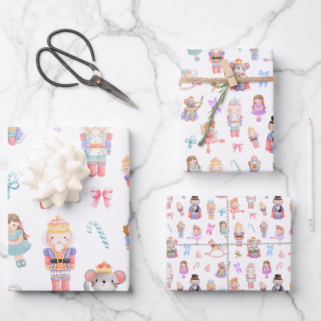 Nutcracker Pattern Wrapping Paper Sheets (Front)