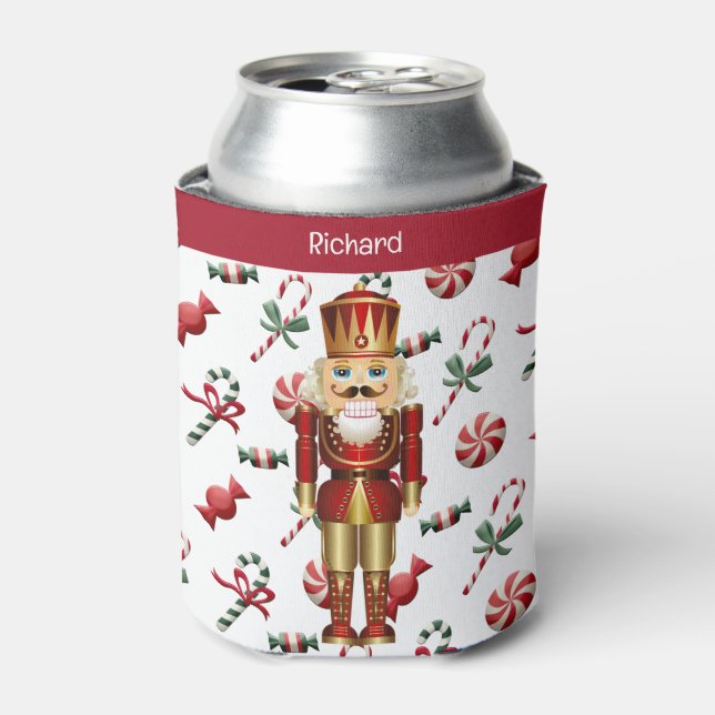 Nutcracker Personalize Name Christmas Gift Can Cooler (Can Front)