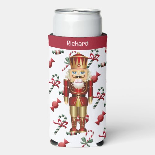 Nutcracker Personalize Name Christmas Gift Seltzer Can Cooler