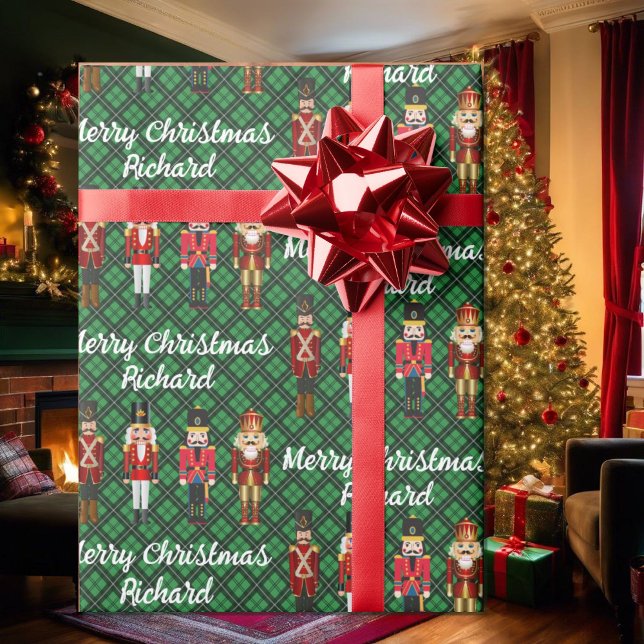 Nutcracker Personalize Name Custom Text Christmas Wrapping Paper (Creator Uploaded)