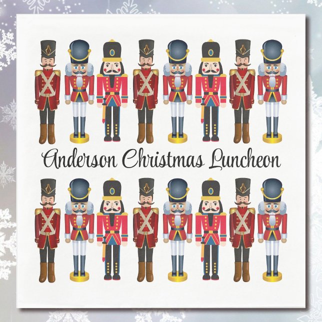 Nutcracker Personalize Text Soldier Christmas Napkins (Creator Uploaded)