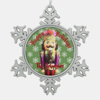Nutcracker Personalized Christmas Snowflake Pewter Christmas Ornament