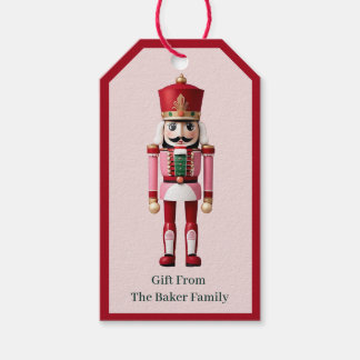 Nutcracker Personalized Cute Pink Red Christmas Gift Tags