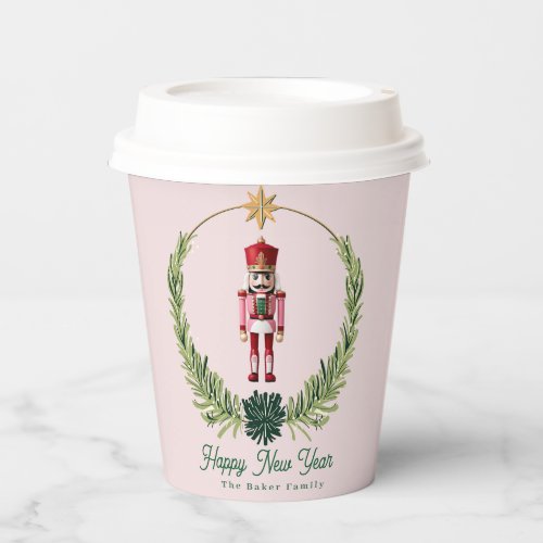 Nutcracker Personalized Cute Pink  Red Christmas Paper Cups