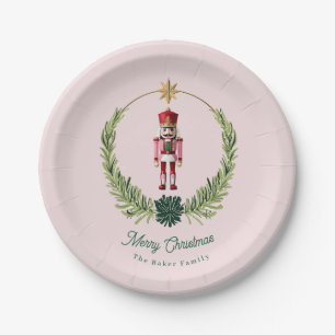Nutcracker Personalized Cute Pink Red Christmas Paper Plates