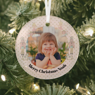 nutcracker Photo Christmas Cute Glass Ornament