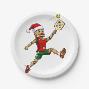 Nutcracker Pickleball Player Holiday Sports Xmas Paper Plates