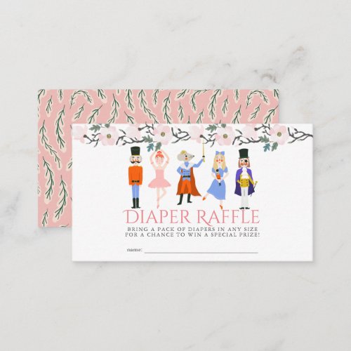 Nutcracker Pink Baby Shower Diaper Raffle Ticket Enclosure Card