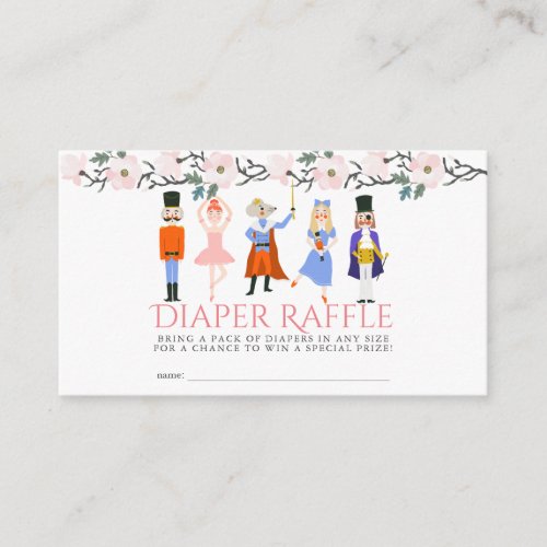 Nutcracker Pink Baby Shower Diaper Raffle Ticket Enclosure Card