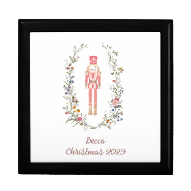 Nutcracker Pink Botanical Christmas Gift Box (Front)