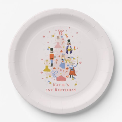 Nutcracker Pink Christmas Tree Birthday Paper Plat Paper Plates