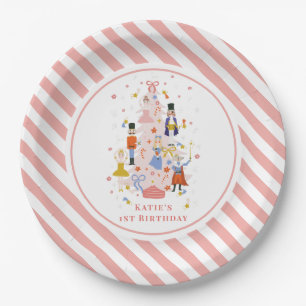 Nutcracker Pink Christmas Tree Birthday Paper Plates
