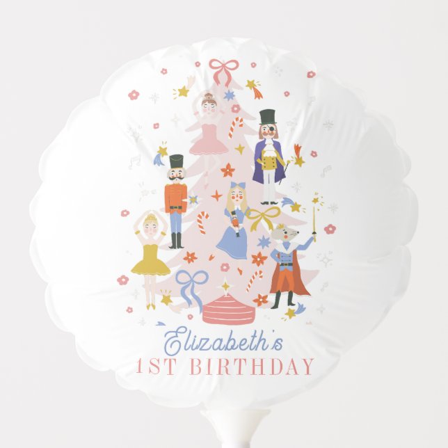 Nutcracker Pink Christmas Tree Holiday Birthday Balloon (Front)