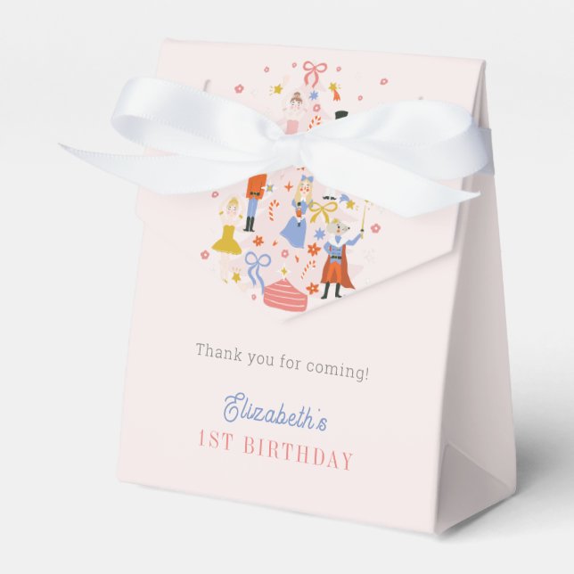 Nutcracker Pink Christmas Tree Holiday Birthday Favor Boxes (Front Side)