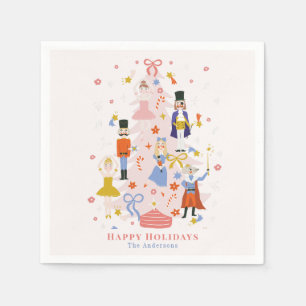 Nutcracker Pink Christmas Tree Holiday Napkins