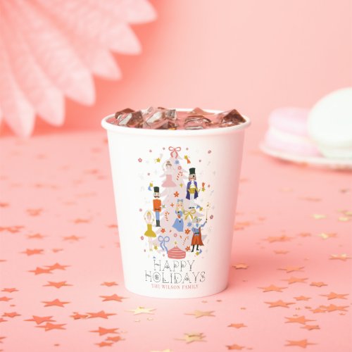 Nutcracker Pink Christmas Tree Holiday Paper Cups
