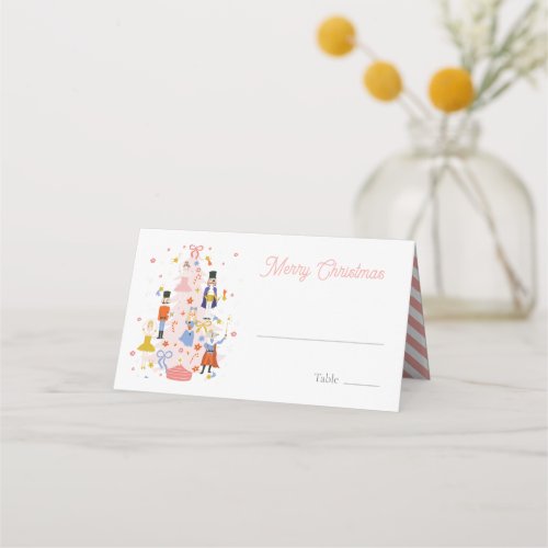 Nutcracker Pink Christmas Tree Holiday Place Card