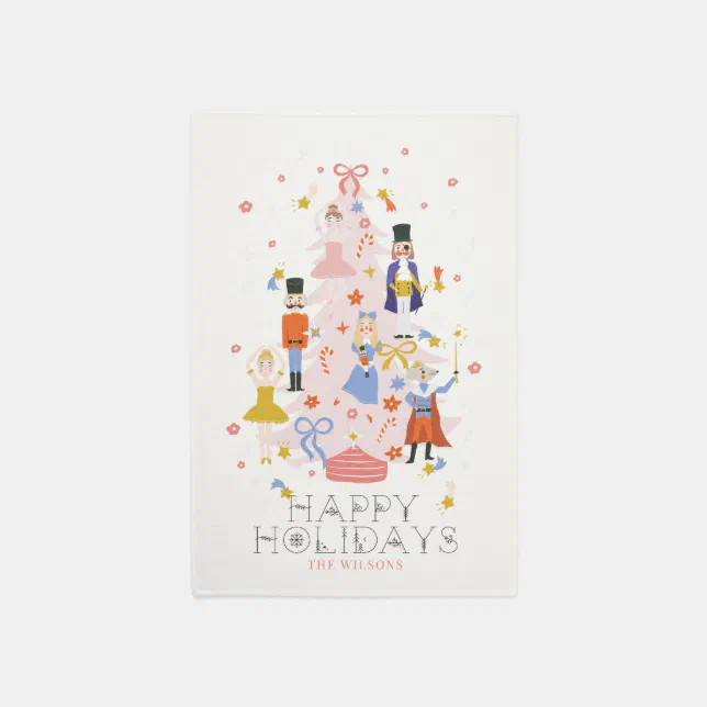 Nutcracker Pink Christmas Tree Holiday Rug | Zazzle