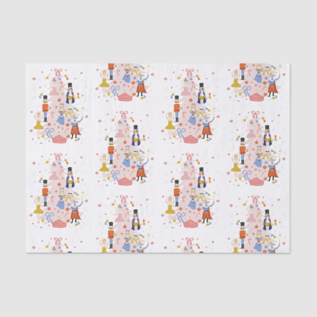 Nutcracker Pink Christmas Tree Holiday Tissue Paper (Front)