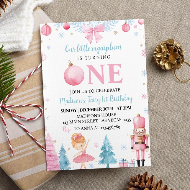 Nutcracker Pink Fairy Birthday Party Invitation (Creator Uploaded)