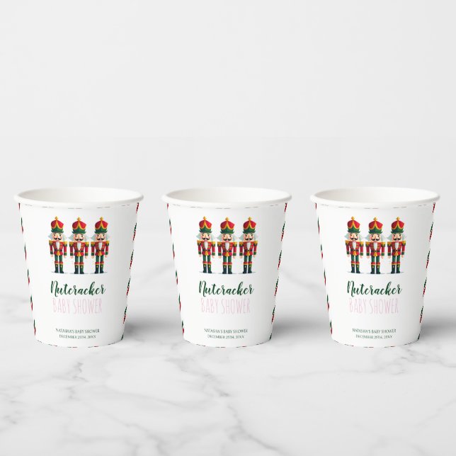 Nutcracker Pink Girl Christmas Baby Shower  Paper Cups (Multi)
