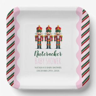 Nutcracker Pink Girl Christmas Baby Shower Paper Plates