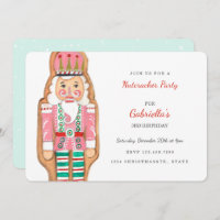 Nutcracker pink & turquoise winter Snow Holiday Invitation