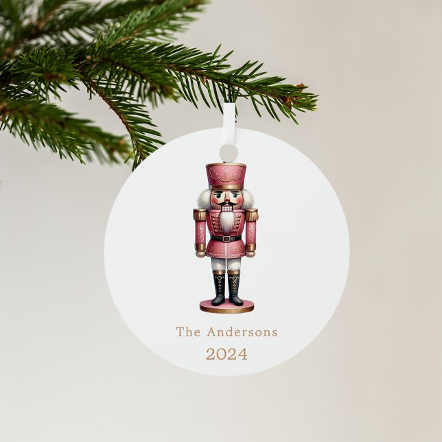 Nutcracker pink white simple Christmas Metal Ornament (Creator Uploaded)
