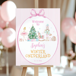 Nutcracker Pink Winter Birthday Party Welcome Sign