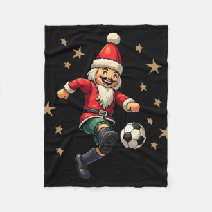 Nutcracker Playing Soccer Christmas Xmas Kids Fleece Blanket