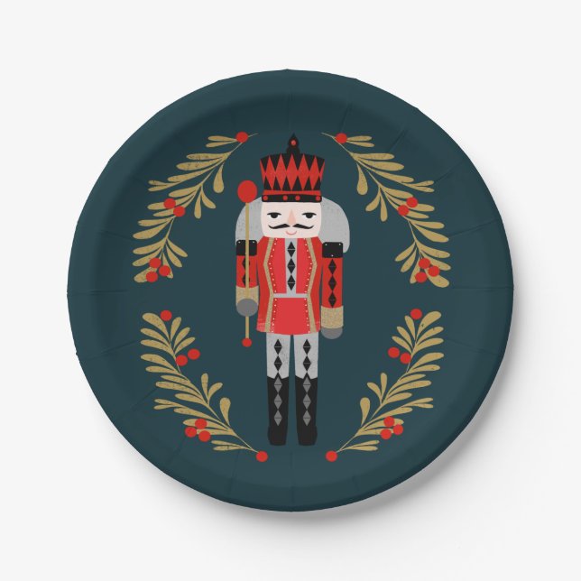 Nutcracker Prince Christmas Party Paper Plates (Front)