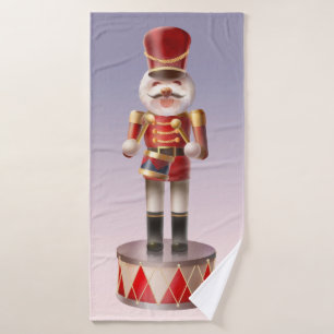 Nutcracker Puppy: Smiling Bichon Drummer Bath Towel