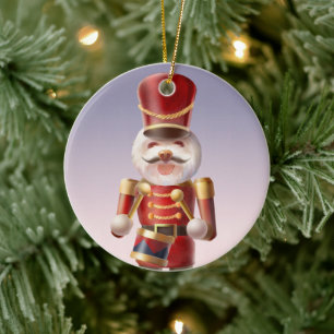 Nutcracker Puppy: Smiling Bichon Drummer Ceramic Ornament