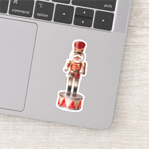 Nutcracker Puppy: Smiling Bichon Drummer Sticker