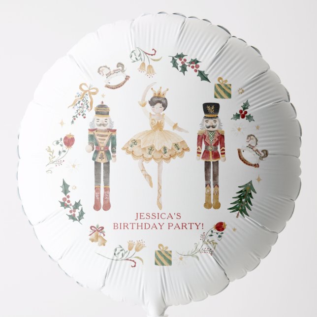Nutcracker red and gold ballerina first Christmas Balloon (Front)