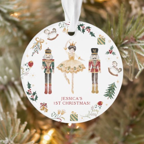 Nutcracker red and gold ballerina first Christmas Ornament