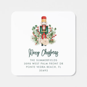 Nutcracker Red Berries Botanical Christmas Holiday Square Sticker