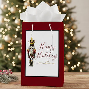Nutcracker Red Happy Holidays Classic Christmas  Medium Gift Bag