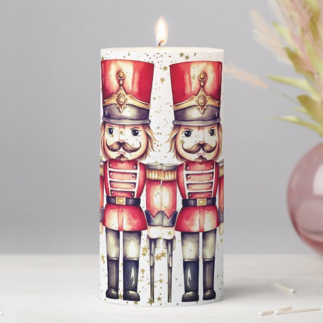 Nutcracker Red Uniform Pillar Candle (In Situ)
