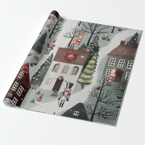 Nutcracker Reindeer Village Christmas Wrapping Paper